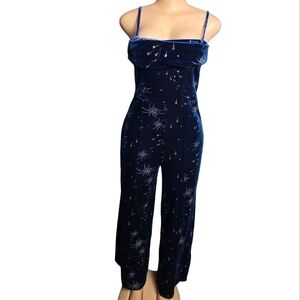 Cider Celestial Blue Velvet Jumpsuit NWT